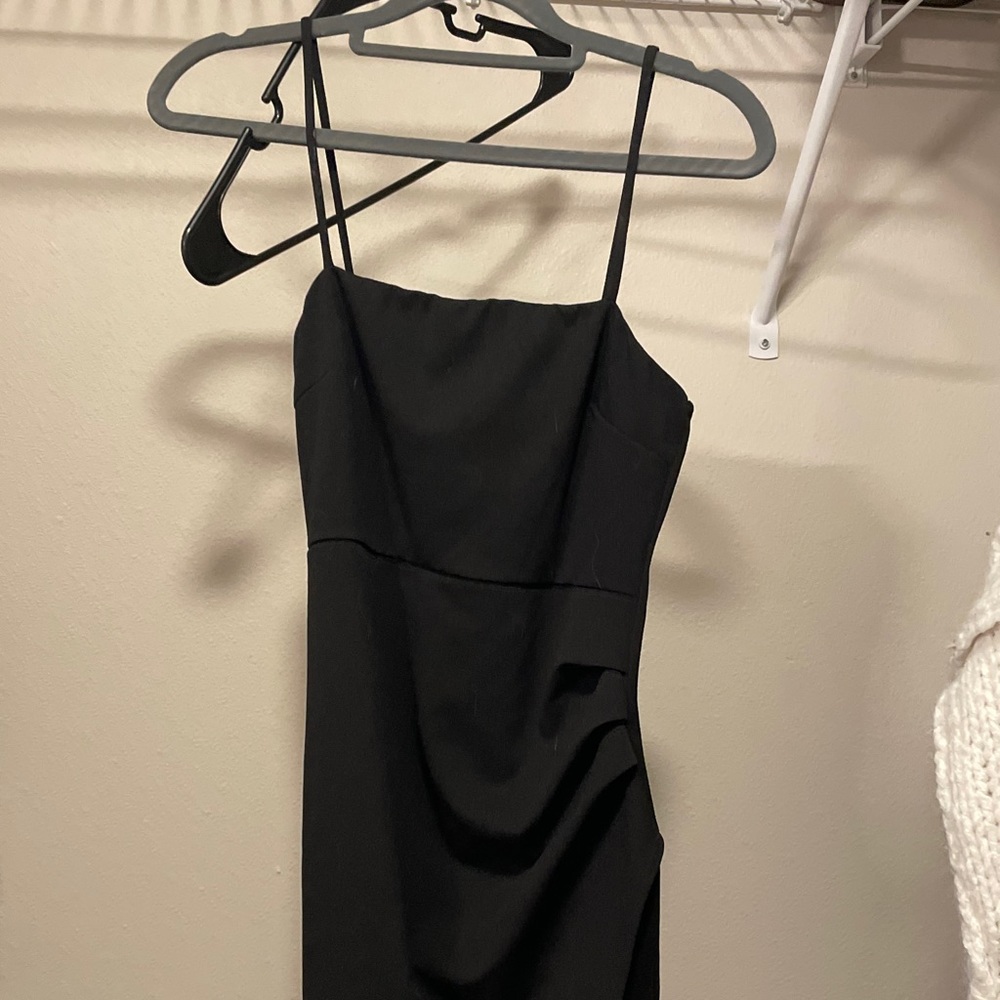 Asymmetrical Black Mini Dress